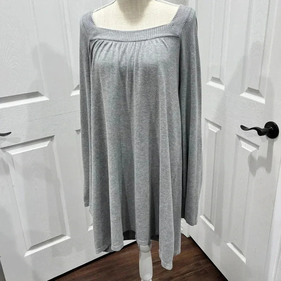 Lane Bryant boxed neck grey pleated sweater long length /lines plus size 22/24 - Picture 2 of 7